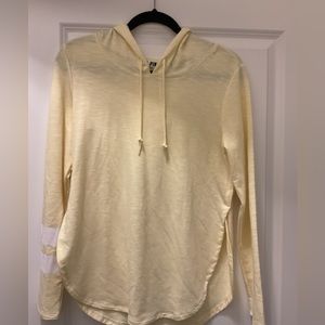 PINK pastel yellow long sleeve T-shirt with hood size small